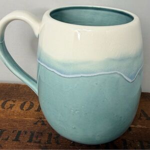 Anthropologie Cabarita Mug Turquoise Aqua Blue Ombre Wave Reactive Glaze 16oz